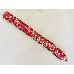 Vintage Lucite Confetti Inclusions Link Bracelet